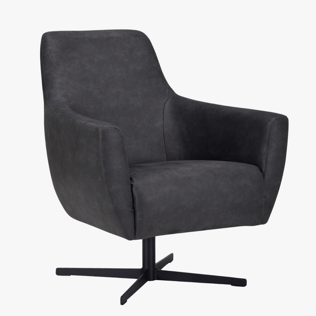 Røff Fauteuil - Antraciet - Microleder - NØBLE