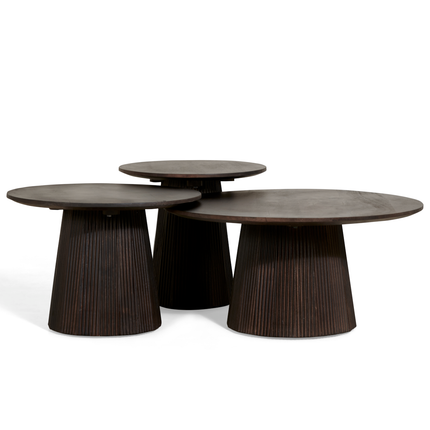 Max Bijzettafel - Donkerbruin - ø50cm - groepsfoto maten