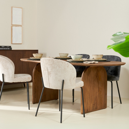 Nøva Eettafel - Bruin - 200x100x71 cm - sfeerfoto eetkamer