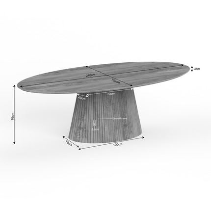 Solana Eettafel - Naturel - 240 cm