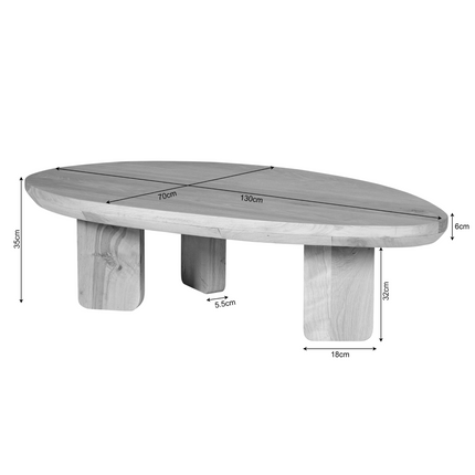 Zillah Salontafel - Eikenbruin - 130 cm