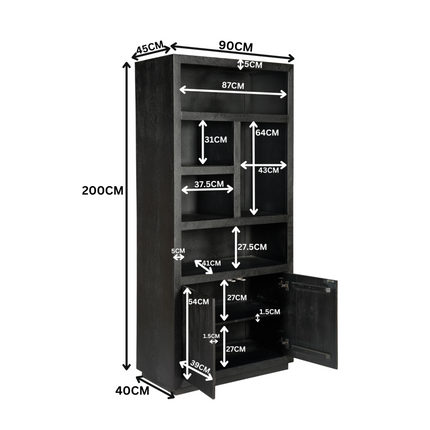 Brussel Boekenkast - Zwart - 90 cm