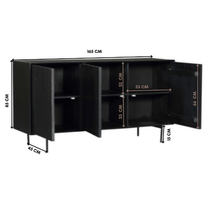 Brussel Boekenkast - Zwart - 90 cm