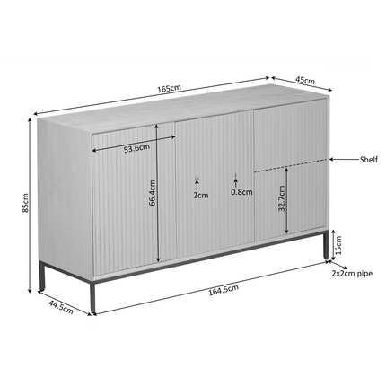 Madison Dressoir - Bruin - 165 cm