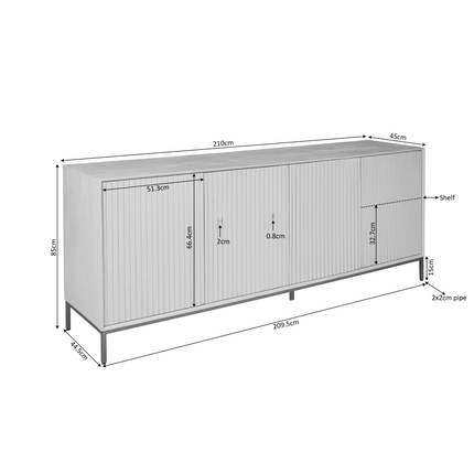 Madison Dressoir - Naturel - 210 cm