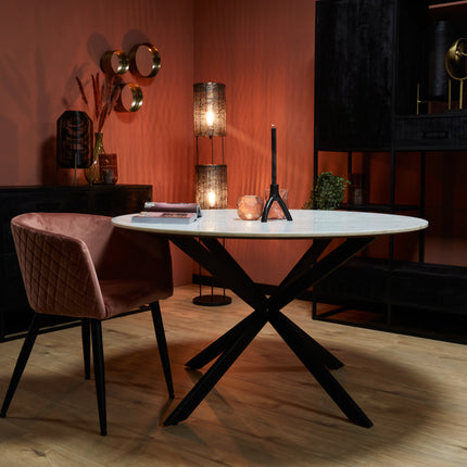 Lynn Eettafel - Wit marmer - ø130 cm